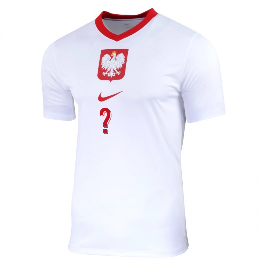 Niño Fútbol Camiseta Polonia Su Nombre #0 Blanco 1ª Equipación 24-26