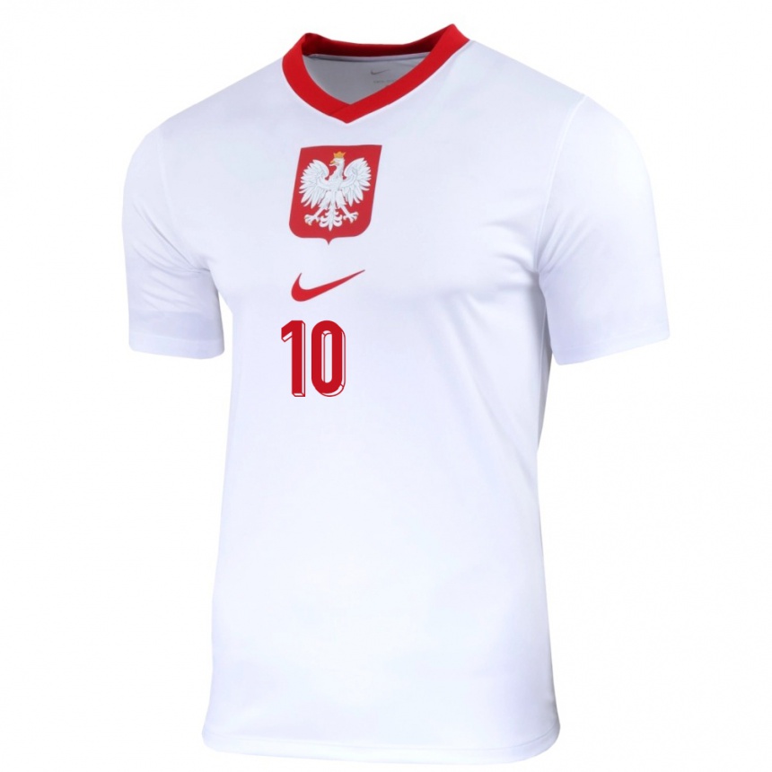 Niño Fútbol Camiseta Polonia Grzegorz Krychowiak #10 Blanco 1ª Equipación 24-26