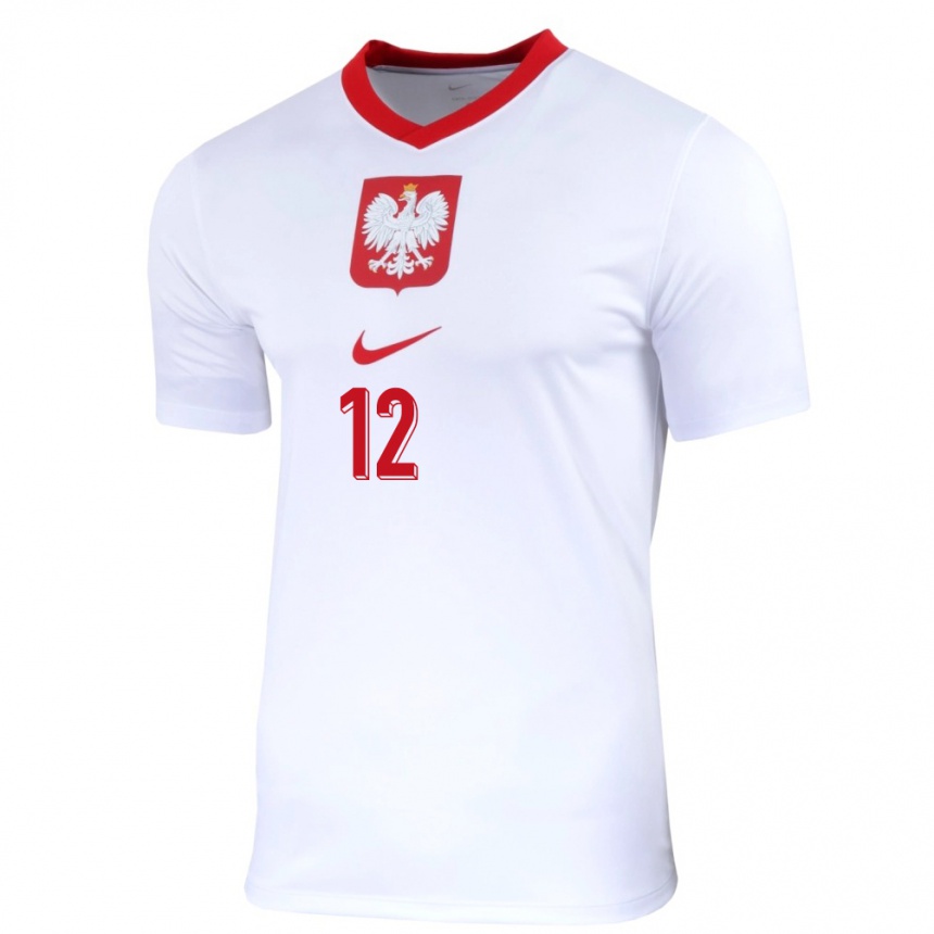 Niño Fútbol Camiseta Polonia Lukasz Skorupski #12 Blanco 1ª Equipación 24-26