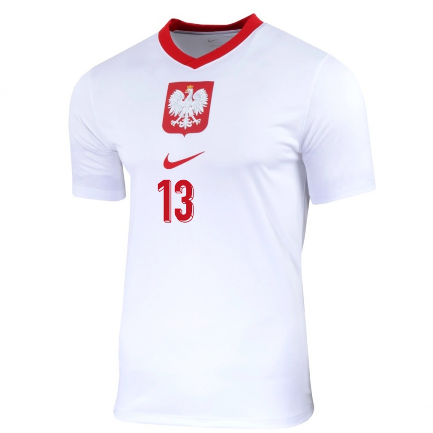 Niño Fútbol Camiseta Polonia Mateusz Legowski #13 Blanco 1ª Equipación 24-26