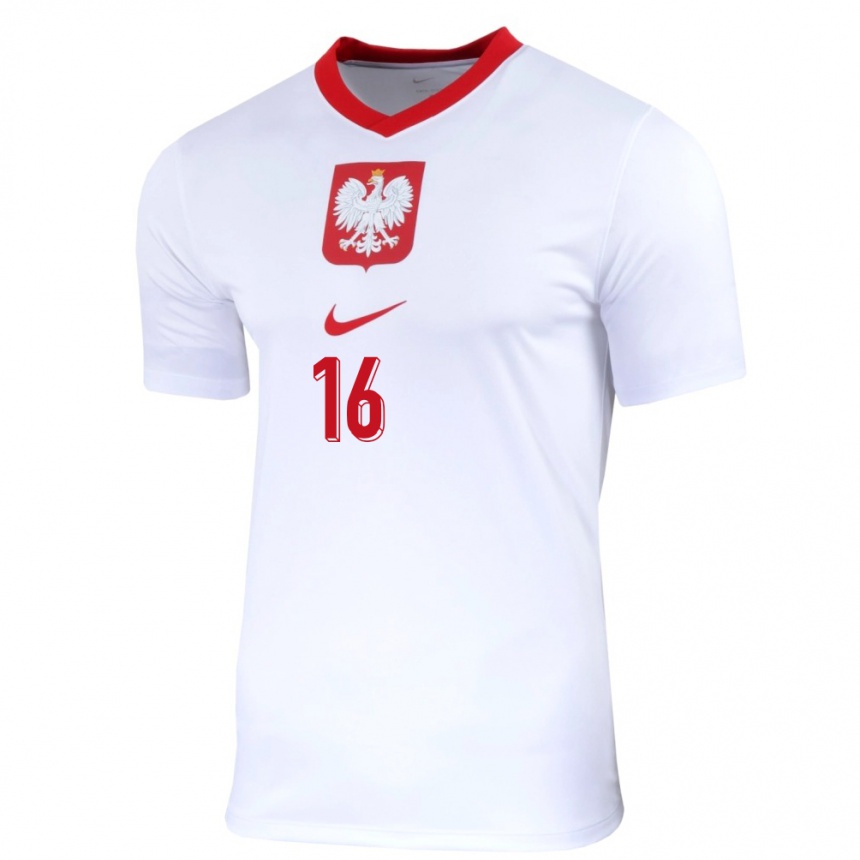 Niño Fútbol Camiseta Polonia Klaudia Jedlinska #16 Blanco 1ª Equipación 24-26