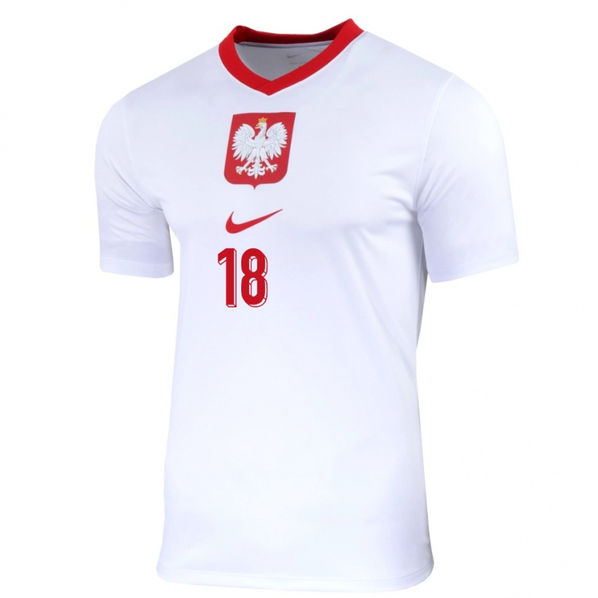 Niño Fútbol Camiseta Polonia Nikol Kaletka #18 Blanco 1ª Equipación 24-26