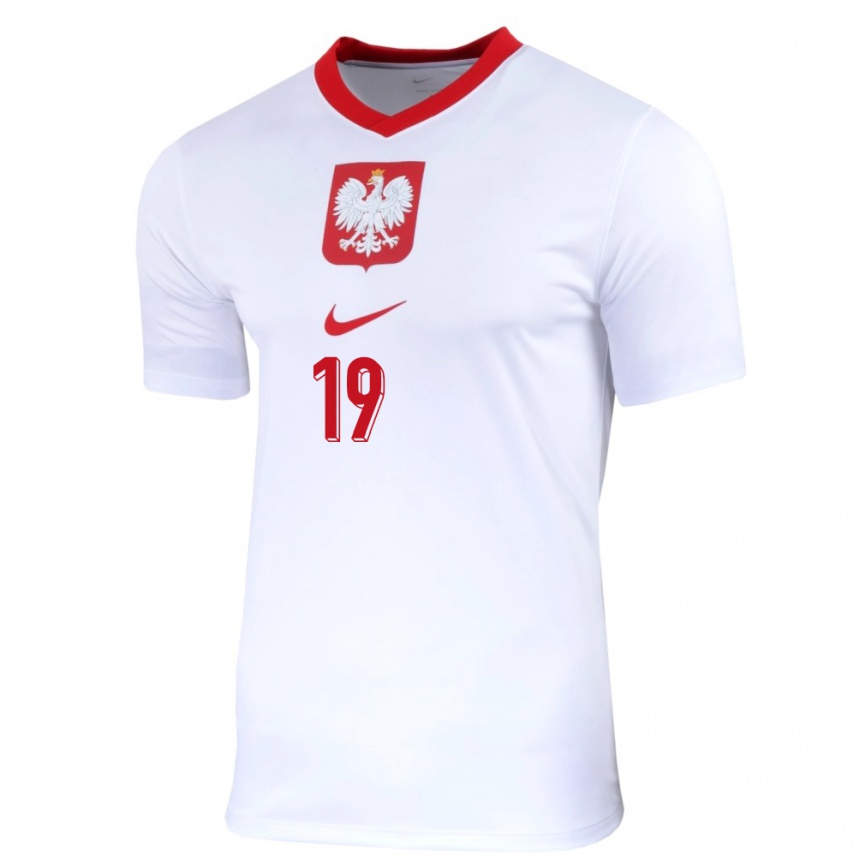 Niño Fútbol Camiseta Polonia Natalia Padilla #19 Blanco 1ª Equipación 24-26