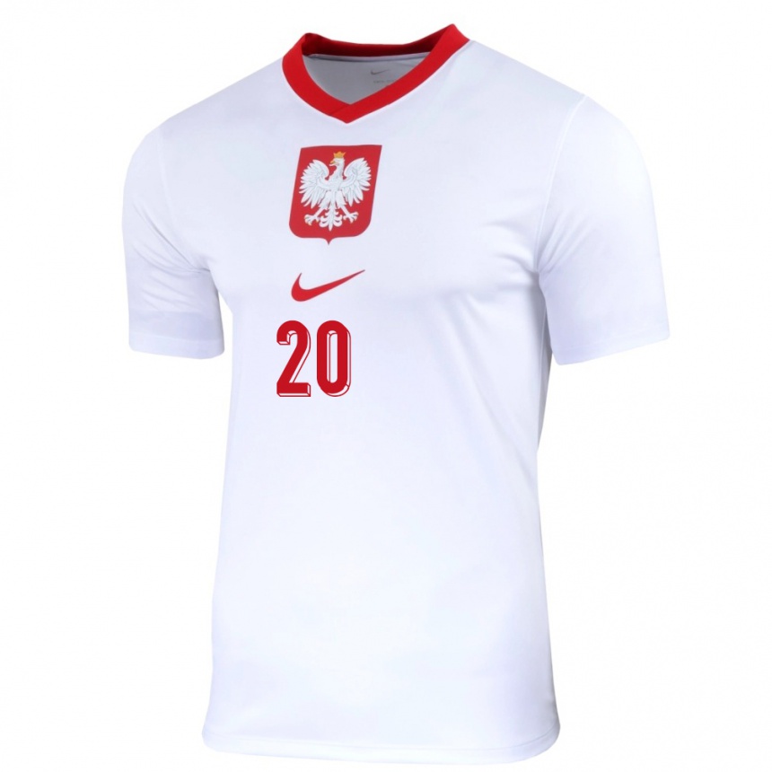 Niño Fútbol Camiseta Polonia Sebastian Szymanski #20 Blanco 1ª Equipación 24-26