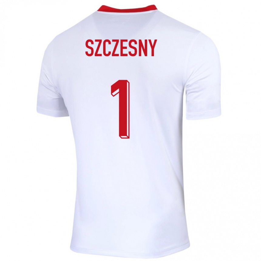 Niño Fútbol Camiseta Polonia Wojciech Szczesny #1 Blanco 1ª Equipación 24-26