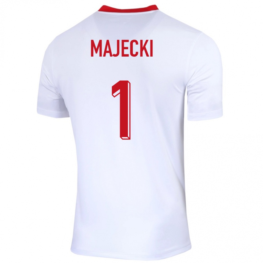 Niño Fútbol Camiseta Polonia Radoslaw Majecki #1 Blanco 1ª Equipación 24-26