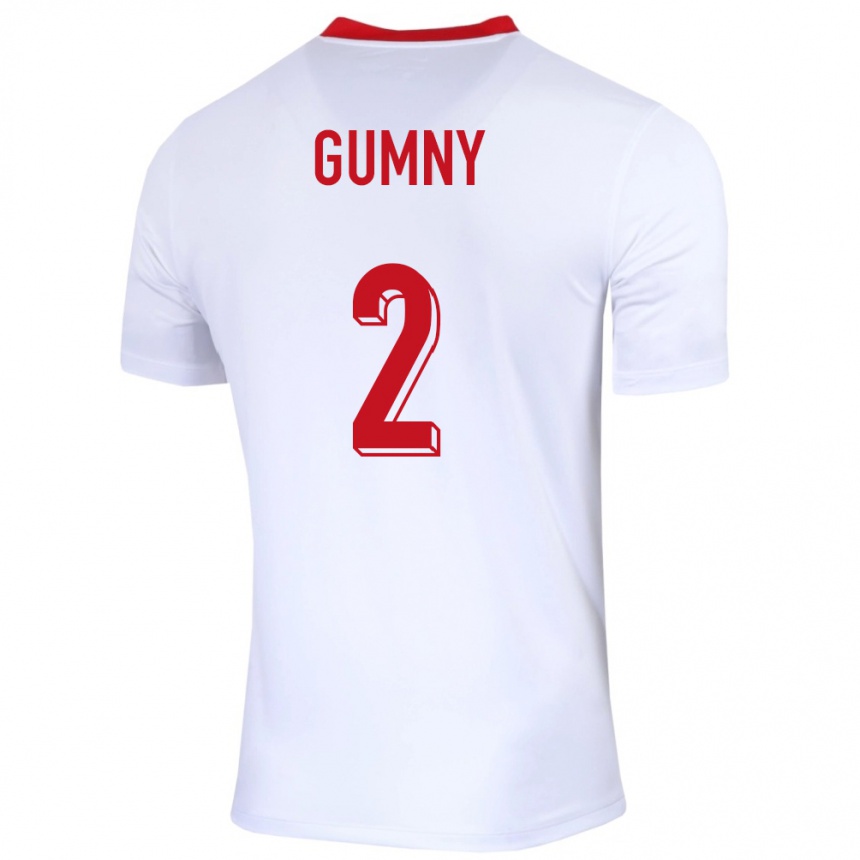 Niño Fútbol Camiseta Polonia Robert Gumny #2 Blanco 1ª Equipación 24-26