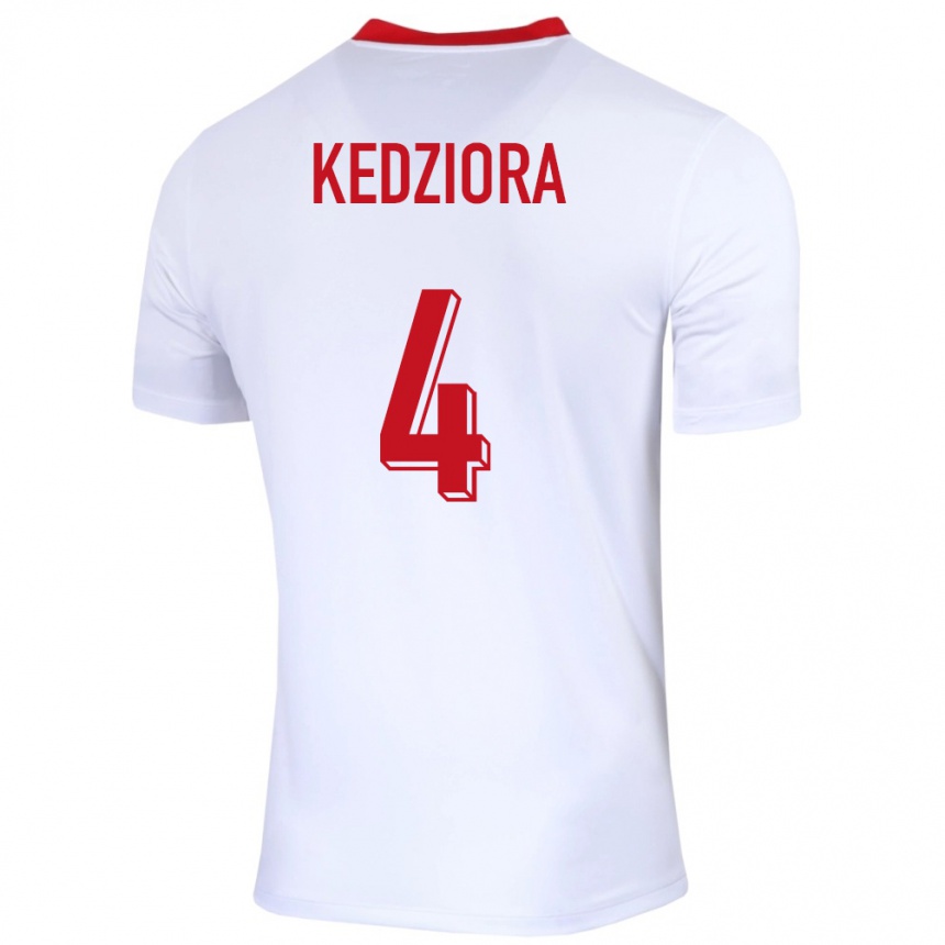 Niño Fútbol Camiseta Polonia Tomasz Kedziora #4 Blanco 1ª Equipación 24-26