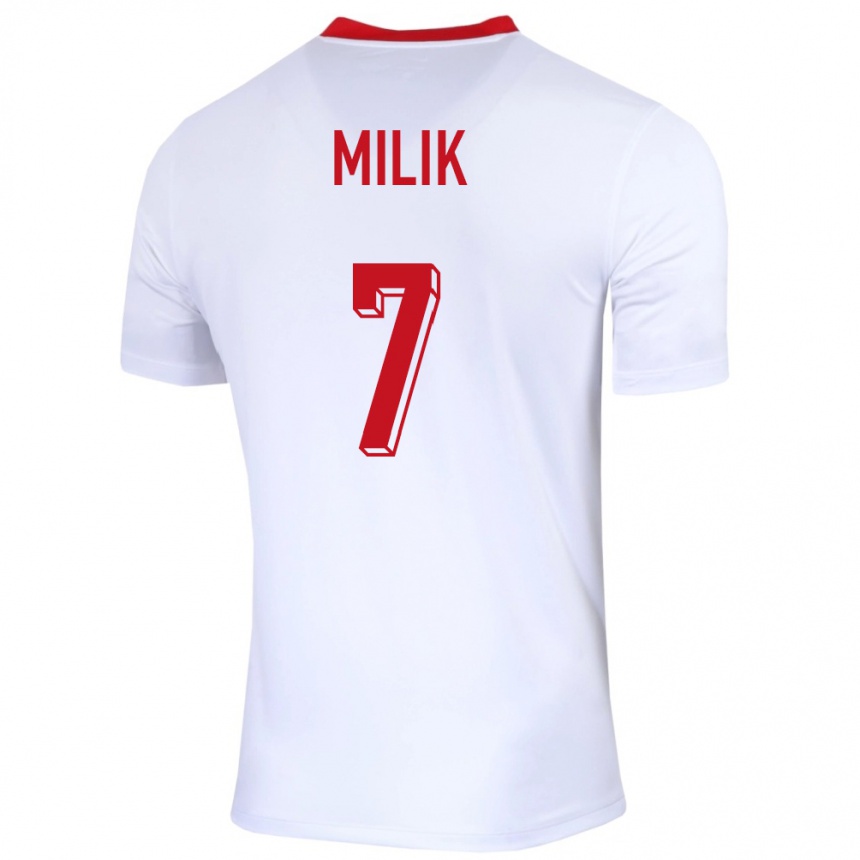 Niño Fútbol Camiseta Polonia Arkadiusz Milik #7 Blanco 1ª Equipación 24-26