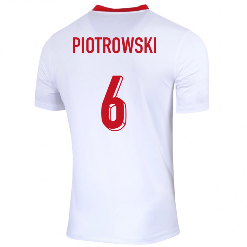 Niño Fútbol Camiseta Polonia Jakub Piotrowski #6 Blanco 1ª Equipación 24-26