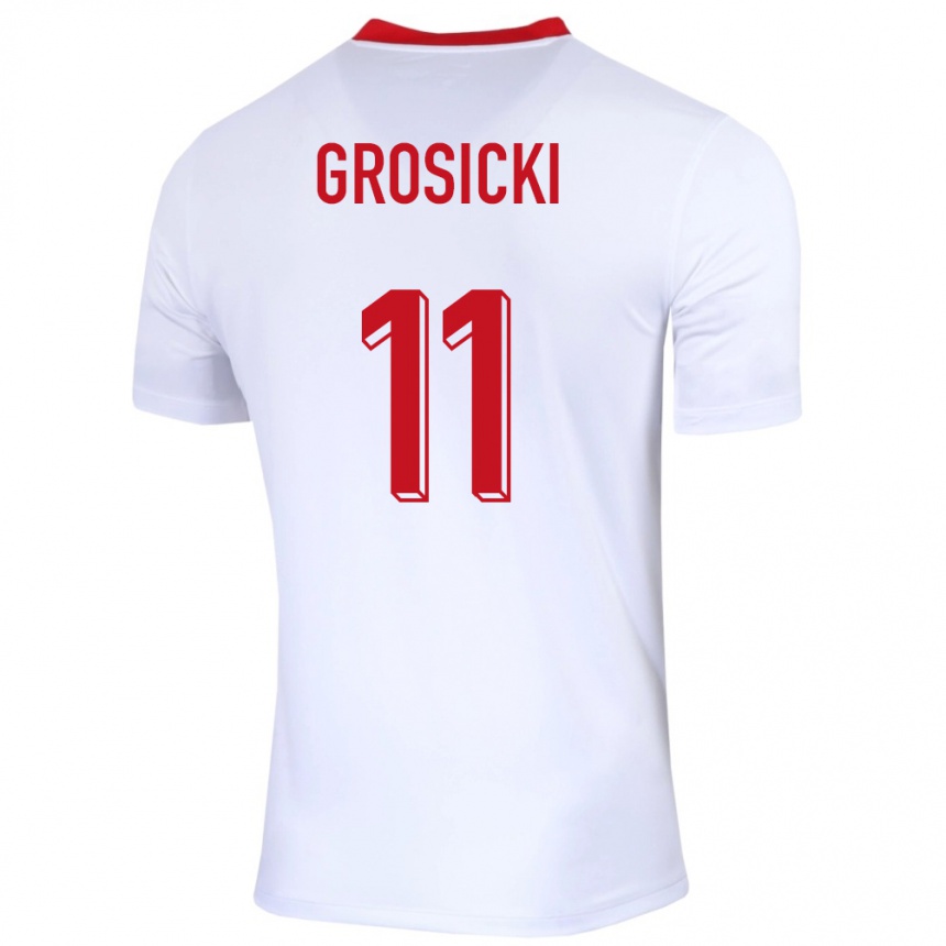 Niño Fútbol Camiseta Polonia Kamil Grosicki #11 Blanco 1ª Equipación 24-26