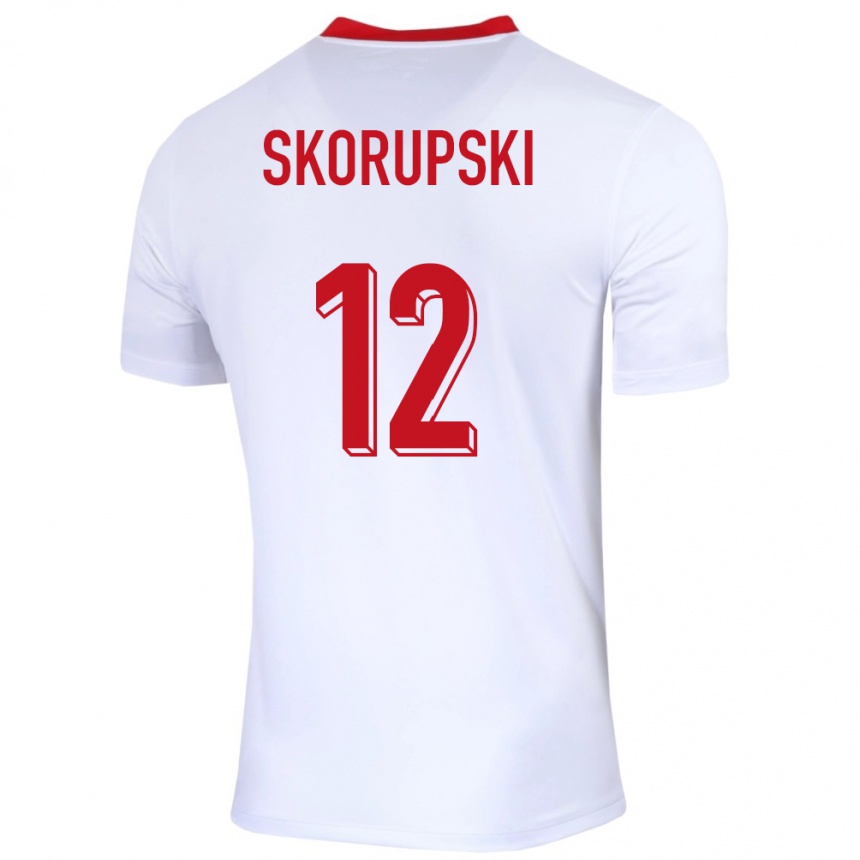 Niño Fútbol Camiseta Polonia Lukasz Skorupski #12 Blanco 1ª Equipación 24-26