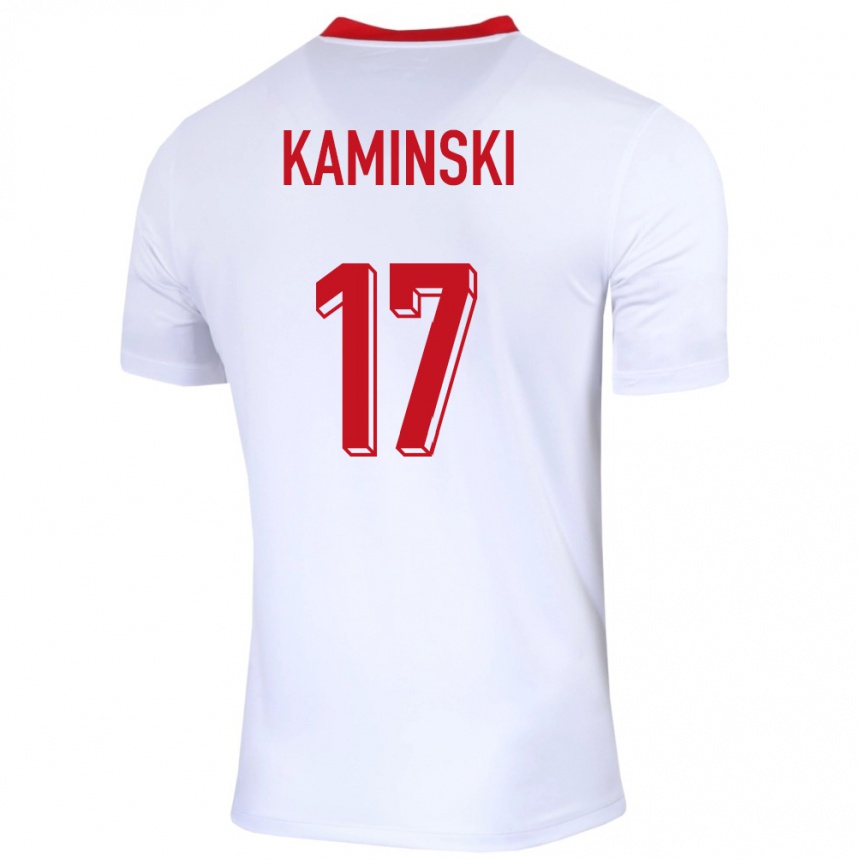 Niño Fútbol Camiseta Polonia Jakub Kaminski #17 Blanco 1ª Equipación 24-26