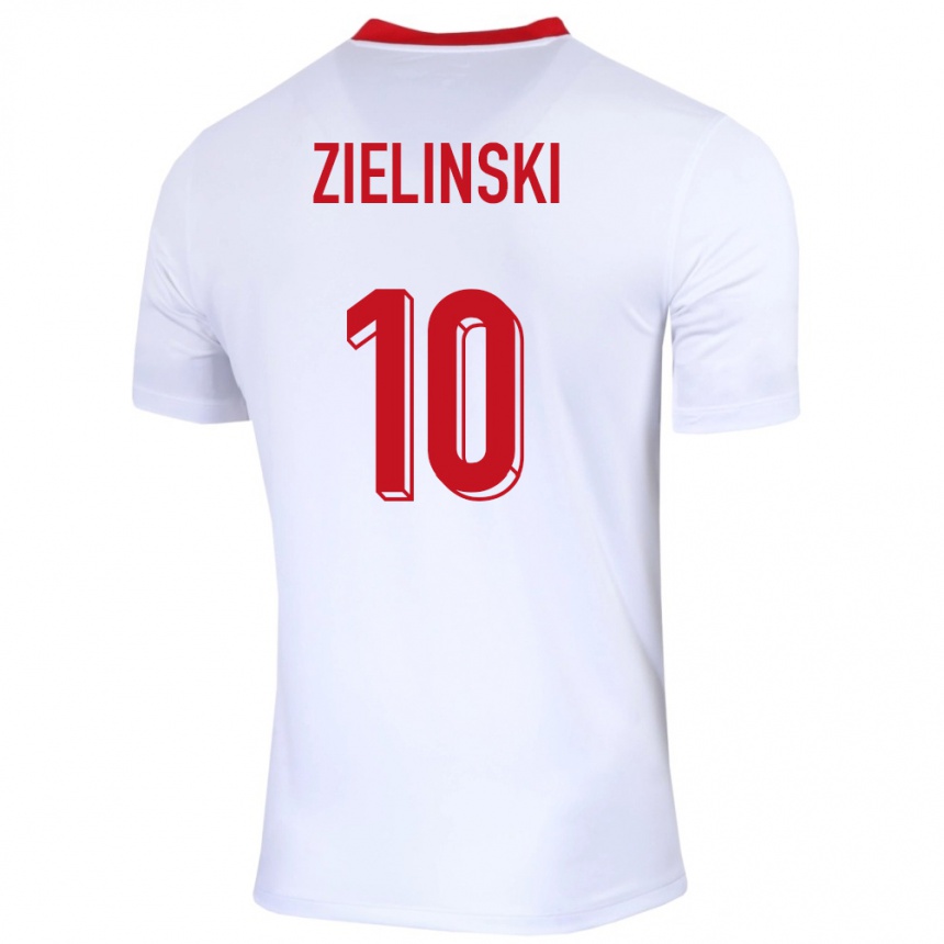 Niño Fútbol Camiseta Polonia Piotr Zielinski #10 Blanco 1ª Equipación 24-26