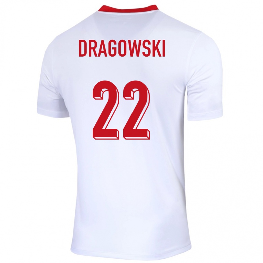 Niño Fútbol Camiseta Polonia Bartlomiej Dragowski #22 Blanco 1ª Equipación 24-26