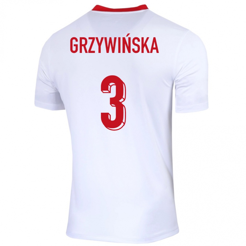 Niño Fútbol Camiseta Polonia Gabriela Grzywinska #3 Blanco 1ª Equipación 24-26