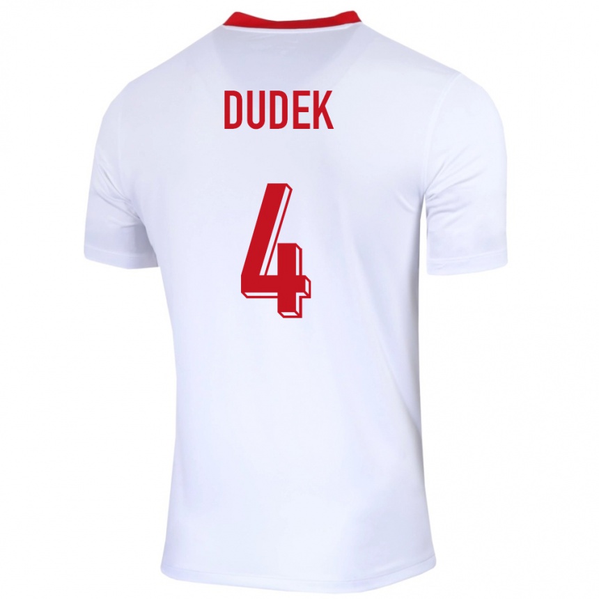 Niño Fútbol Camiseta Polonia Paulina Dudek #4 Blanco 1ª Equipación 24-26