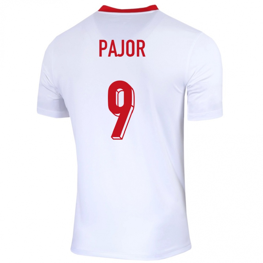Niño Fútbol Camiseta Polonia Ewa Pajor #9 Blanco 1ª Equipación 24-26
