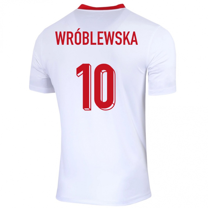 Niño Fútbol Camiseta Polonia Joanna Wroblewska #10 Blanco 1ª Equipación 24-26