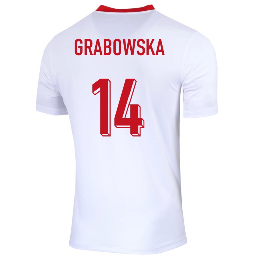 Niño Fútbol Camiseta Polonia Dominika Grabowska #14 Blanco 1ª Equipación 24-26