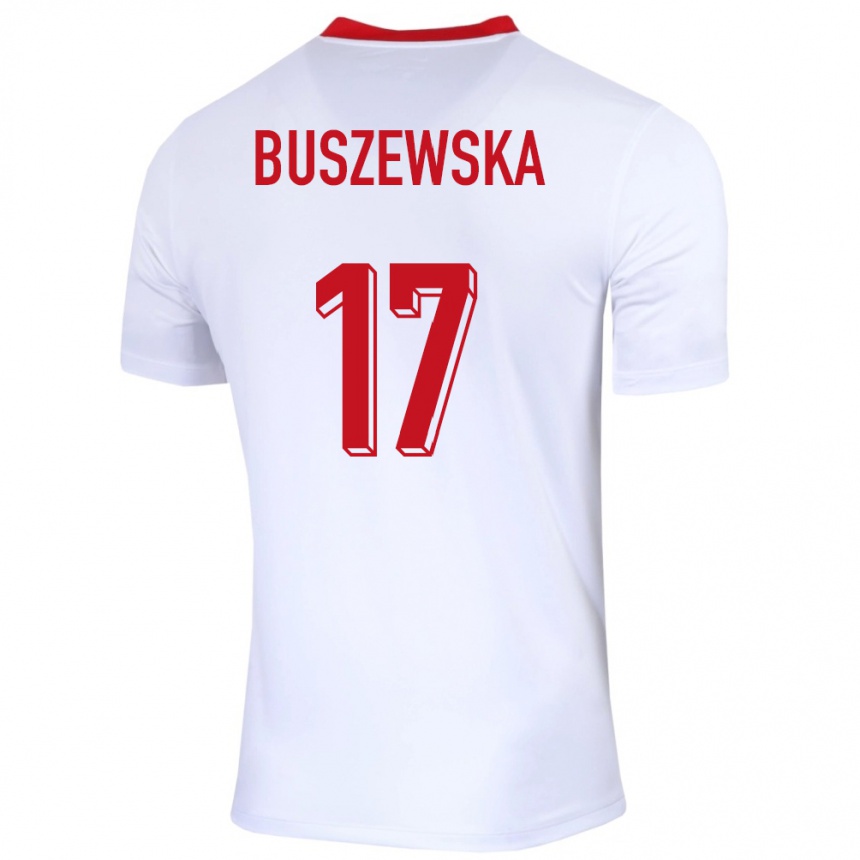 Niño Fútbol Camiseta Polonia Zofia Buszewska #17 Blanco 1ª Equipación 24-26