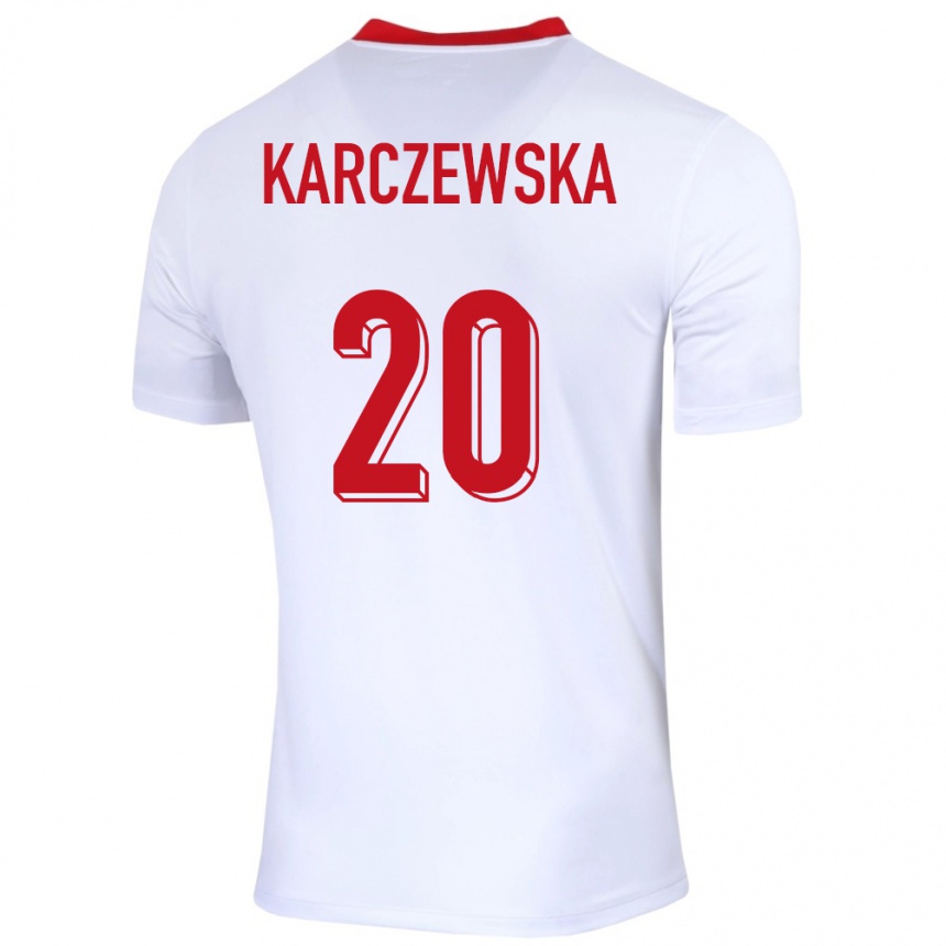 Niño Fútbol Camiseta Polonia Nikola Karczewska #20 Blanco 1ª Equipación 24-26