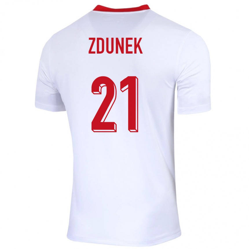 Niño Fútbol Camiseta Polonia Emilia Zdunek #21 Blanco 1ª Equipación 24-26