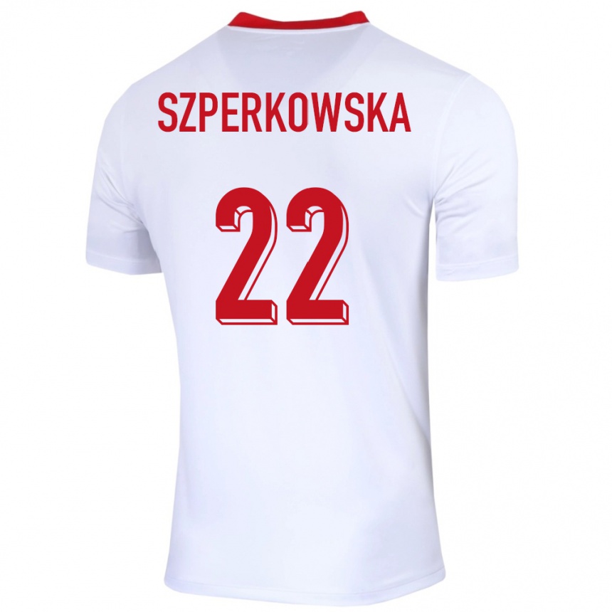 Niño Fútbol Camiseta Polonia Oliwia Szperkowska #22 Blanco 1ª Equipación 24-26