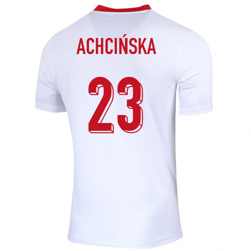 Niño Fútbol Camiseta Polonia Adriana Achcinska #23 Blanco 1ª Equipación 24-26