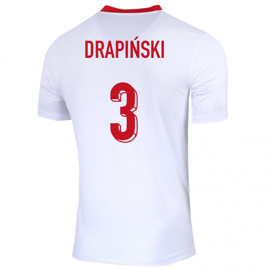 Niño Fútbol Camiseta Polonia Igor Drapinski #3 Blanco 1ª Equipación 24-26