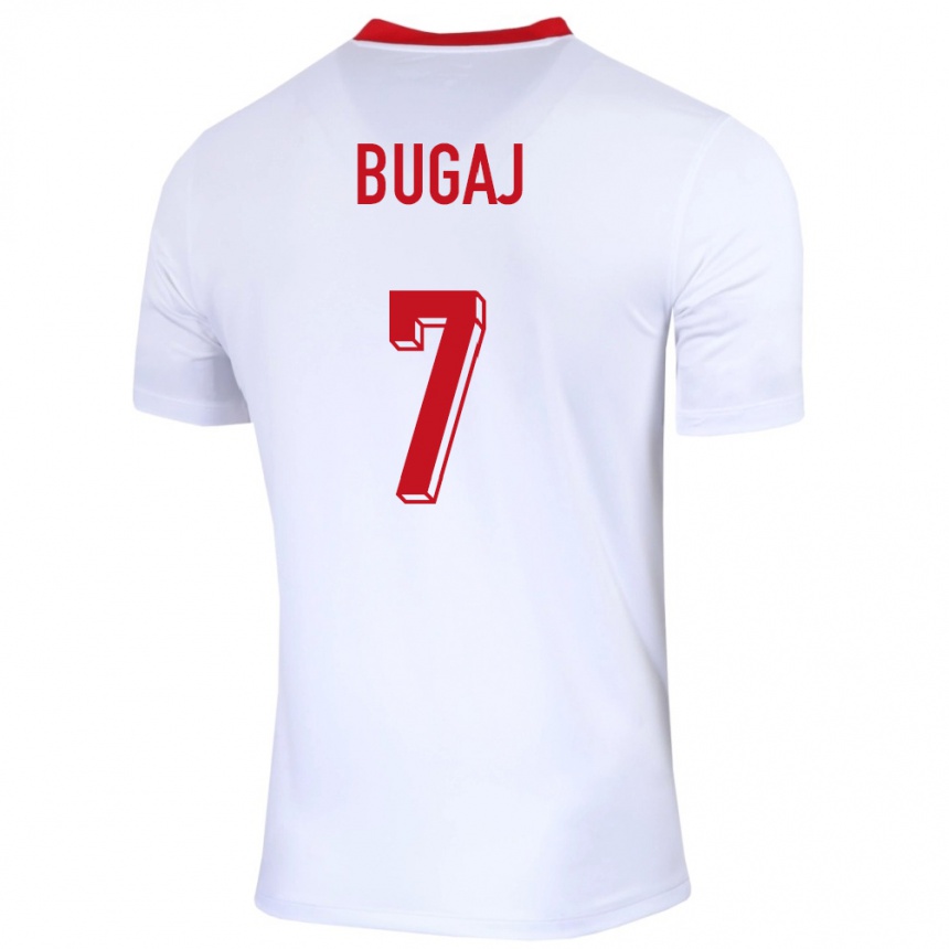 Niño Fútbol Camiseta Polonia Dawid Bugaj #7 Blanco 1ª Equipación 24-26