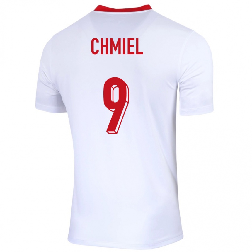 Niño Fútbol Camiseta Polonia George Chmiel #9 Blanco 1ª Equipación 24-26