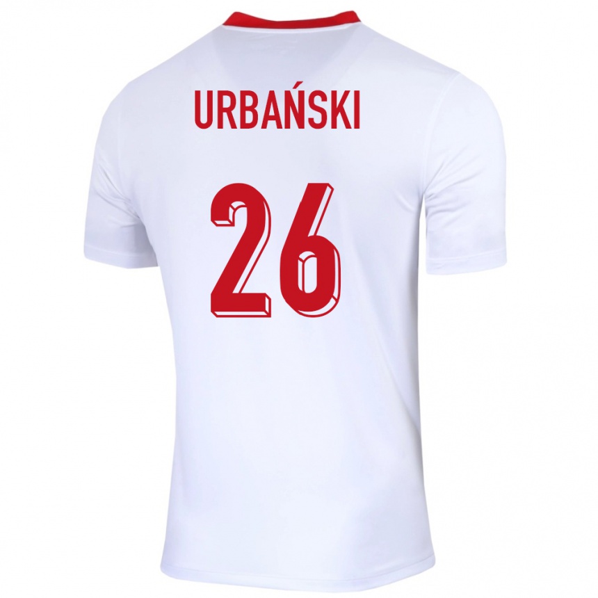 Niño Fútbol Camiseta Polonia Kacper Urbanski #26 Blanco 1ª Equipación 24-26