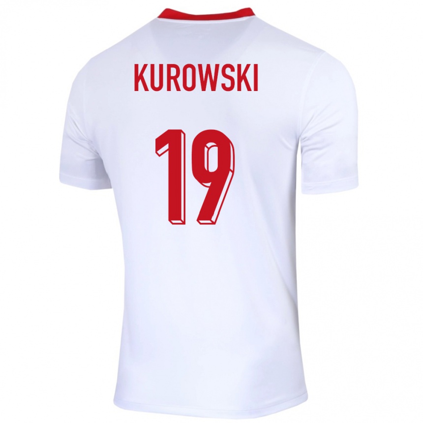 Niño Fútbol Camiseta Polonia Milosz Kurowski #19 Blanco 1ª Equipación 24-26