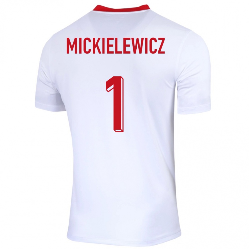 Niño Fútbol Camiseta Polonia Aleksander Mickielewicz #1 Blanco 1ª Equipación 24-26