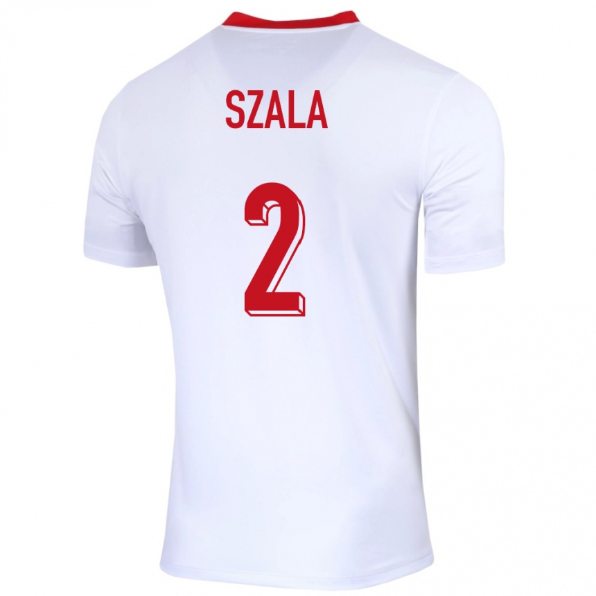 Niño Fútbol Camiseta Polonia Dominik Szala #2 Blanco 1ª Equipación 24-26