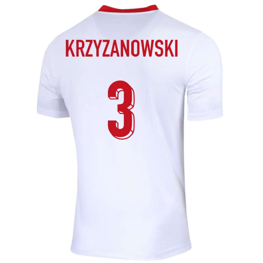 Niño Fútbol Camiseta Polonia Jakub Krzyzanowski #3 Blanco 1ª Equipación 24-26