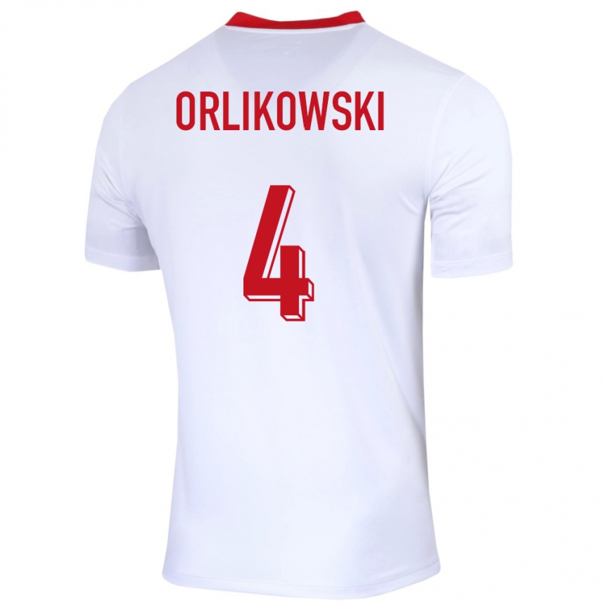 Niño Fútbol Camiseta Polonia Igor Orlikowski #4 Blanco 1ª Equipación 24-26