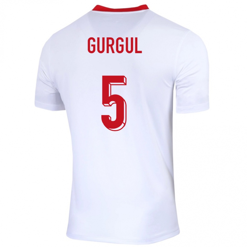 Niño Fútbol Camiseta Polonia Michal Gurgul #5 Blanco 1ª Equipación 24-26