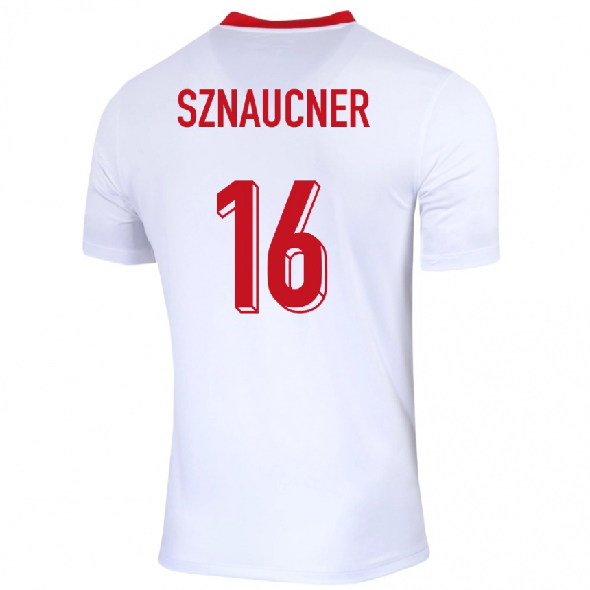 Niño Fútbol Camiseta Polonia Maksymilian Sznaucner #16 Blanco 1ª Equipación 24-26