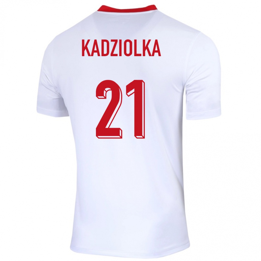Niño Fútbol Camiseta Polonia Szymon Kadziolka #21 Blanco 1ª Equipación 24-26