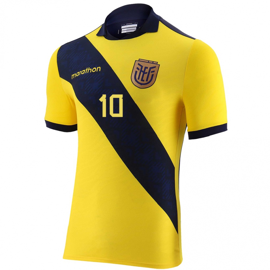 Niño Fútbol Camiseta Ecuador Romario Ibarra #10 Amarillo 1ª Equipación 24-26