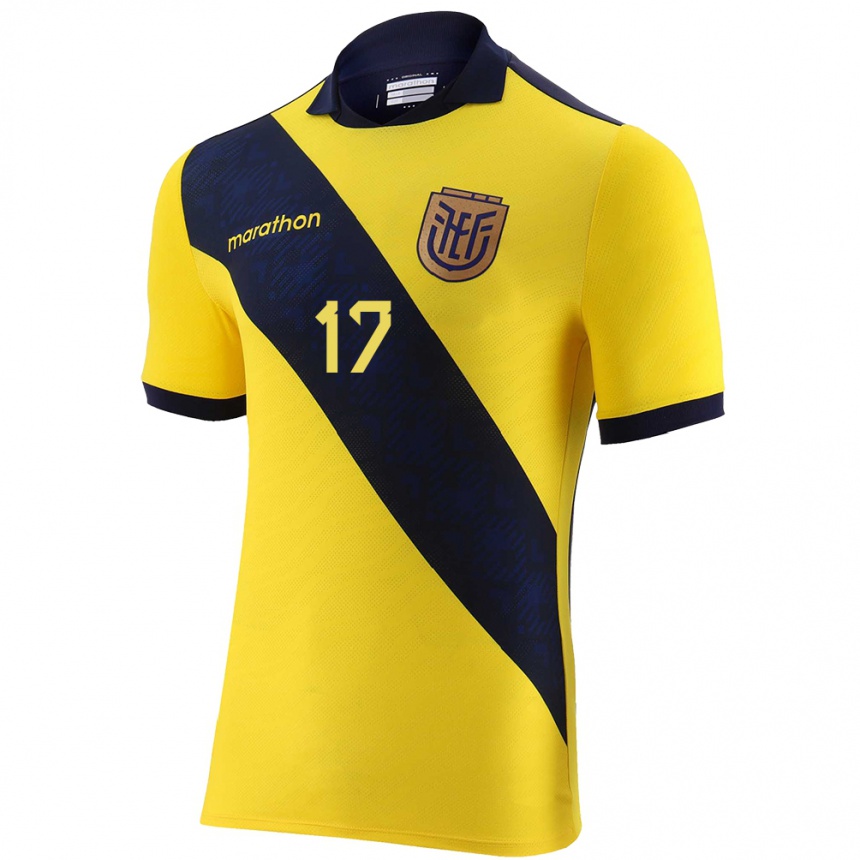 Niño Fútbol Camiseta Ecuador Karen Flores #17 Amarillo 1ª Equipación 24-26