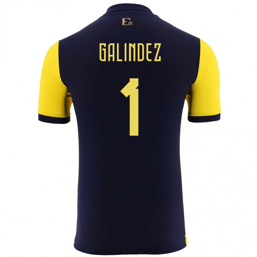 Niño Fútbol Camiseta Ecuador Hernan Galindez #1 Amarillo 1ª Equipación 24-26