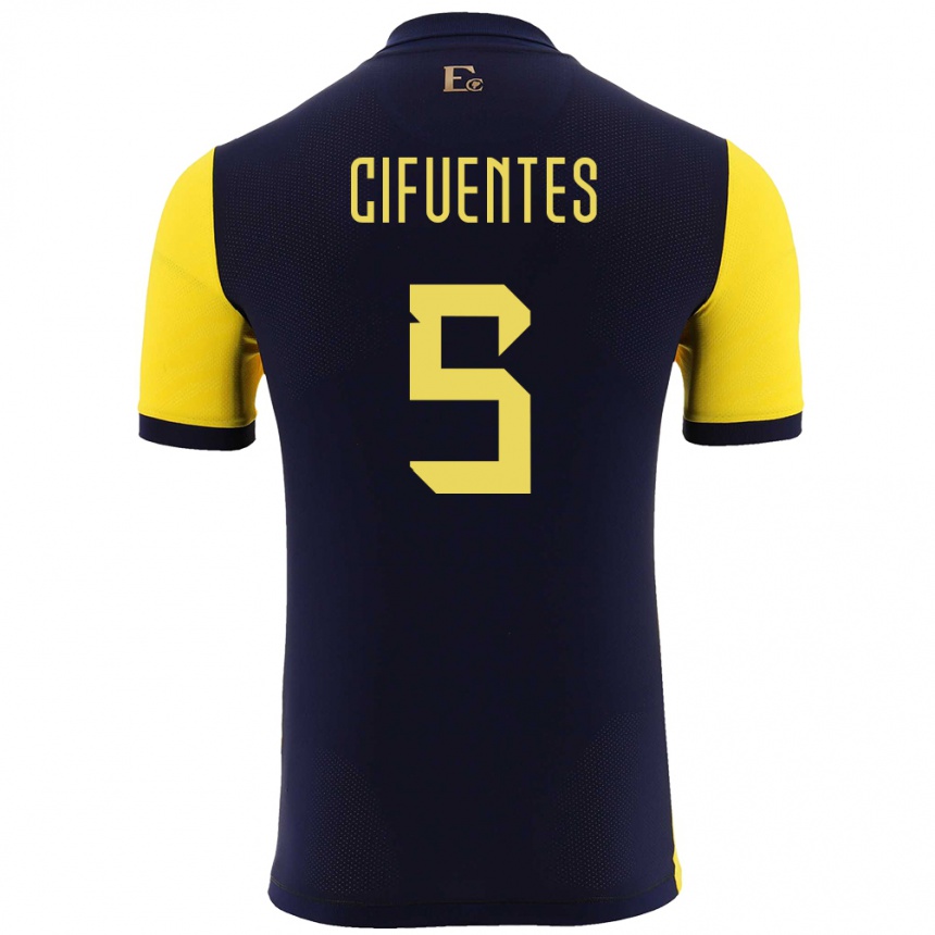 Niño Fútbol Camiseta Ecuador Jose Cifuentes #5 Amarillo 1ª Equipación 24-26