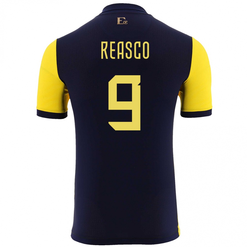 Niño Fútbol Camiseta Ecuador Djorkaeff Reasco #9 Amarillo 1ª Equipación 24-26