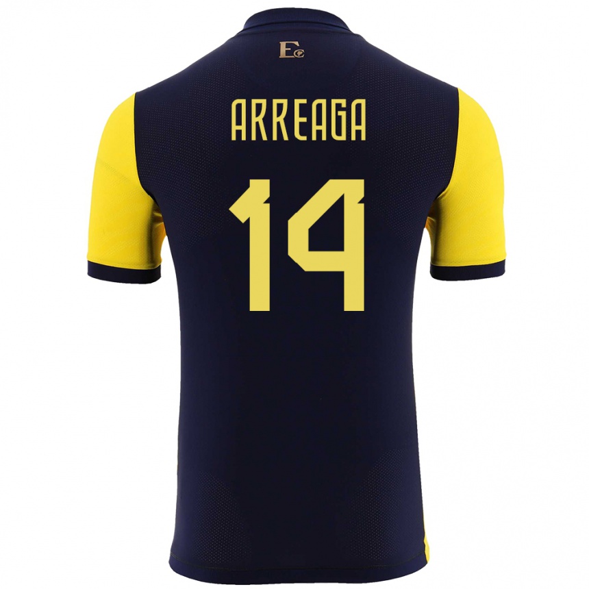 Niño Fútbol Camiseta Ecuador Xavier Arreaga #14 Amarillo 1ª Equipación 24-26