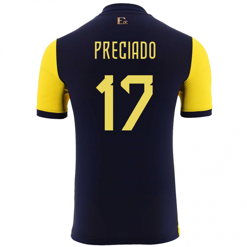 Niño Fútbol Camiseta Ecuador Angelo Preciado #17 Amarillo 1ª Equipación 24-26