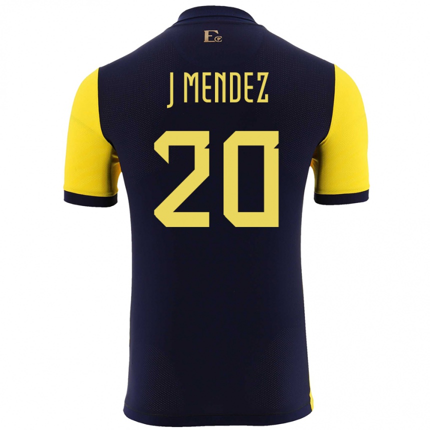 Niño Fútbol Camiseta Ecuador Jhegson Mendez #20 Amarillo 1ª Equipación 24-26