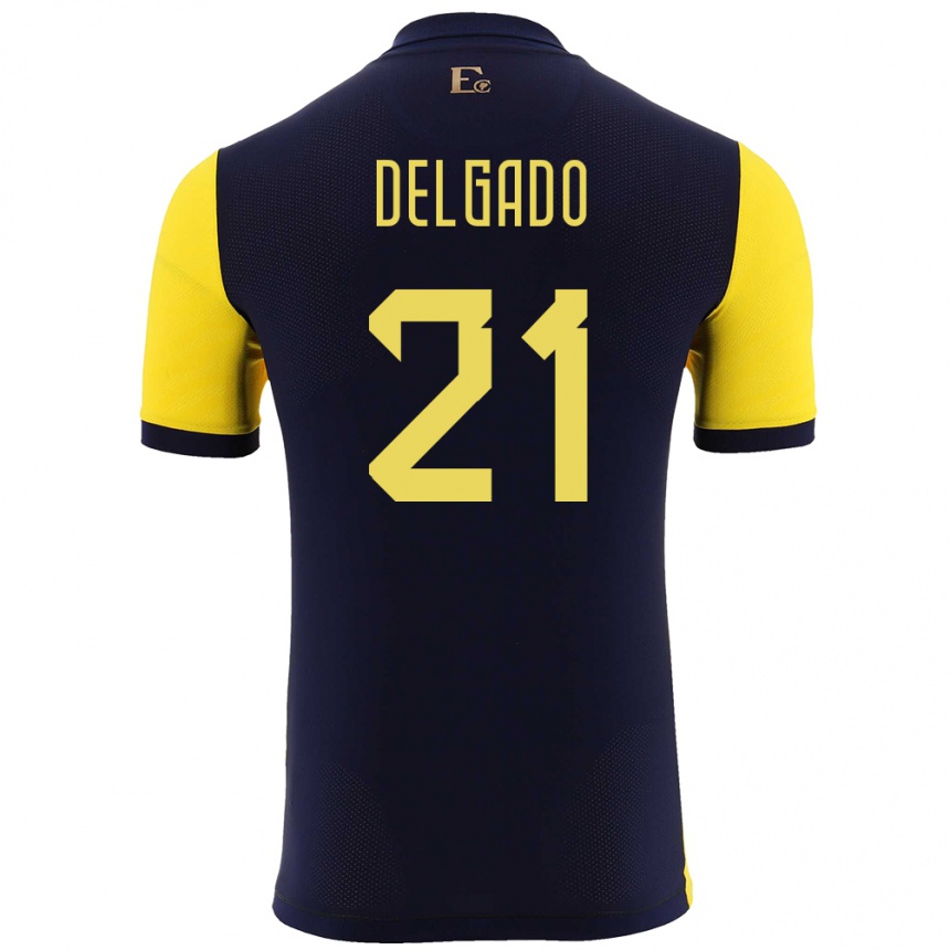 Niño Fútbol Camiseta Ecuador Patrickson Delgado #21 Amarillo 1ª Equipación 24-26